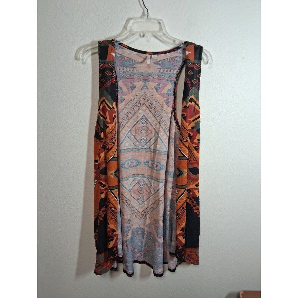 Cato Long Cardigan Sweater Knit Open Boho Tribal Aztec Y2K Size Large
